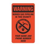 Warning Buried Gas Pipeline In This Vicinity - 3 1/2 x 6